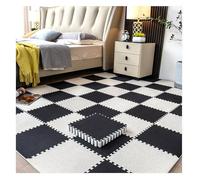 Tapis Puzzle for Sol, 12 pièces de 10 mm d'épaisseur, carrés et Moelleux, en Mousse EVA, antidérapants, for Chambre à Coucher, Salle de Jeux, Noir et Abricot(Black+Apricot,60x60cm)