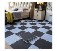 Tapis Puzzle for Sol, 12 pièces de 10 mm d'épaisseur, carrés et Moelleux, en Mousse EVA, antidérapants, for Chambre à Coucher, Salle de Jeux, Noir et Abricot(Gray+Light Blue,60x60cm)