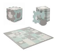 Kinderkraft LUNO SHAPES Tapis d'Éveil Bébé, Comprend 30 puzzles, Tapis de Jeux, 3D, Tapis enfant, Éducatif, Puzzle Mousse, Chambre bébé, Imperméable, 185 x 165 cm, Avec sac, Menthe