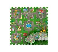 TECTAKE Tapis puzzle MYCITY motifs ville et rues avec 9 pièces antidérapantes - 90,5 x 90,5 cm