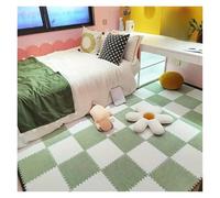 Tapis Puzzle Mousse 20 pièces en Peluche Mousse imbriqué Tapis Carreaux Doux Shaggy Moelleux de Sol coloré Protection for la Chambre(Green)
