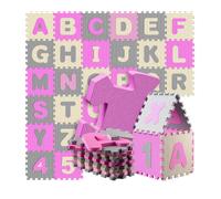 Tapis puzzle mousse 36 pièces rose