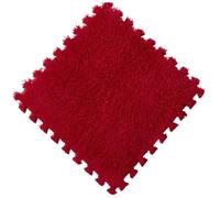 Tapis Puzzle Mousse Tapis de Puzzle en Mousse EVA Peluche, 8 pièces, for Couverture Mur à Chambre Coucher, Maison, Carreaux carrés(Red)