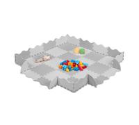 Tapis puzzle Relaxdays, 36 pièces, mousse EVA non toxique, 1,4 m², avec rebord, pour enfants, gris/blanc