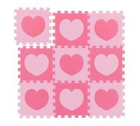 Tapis puzzle Relaxdays à motif cœur, 18 pièces, en mousse EVA sans substances nocives, L x P : 91,5 x 91,5 cm, rose