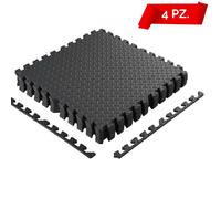 Tapis en Caoutchouc Fitnesss 60 x 60 cm à encaissement Puzzle Sol Gym Matelas antidérapant Tatami Karate Sol modulaire (4 pièces)