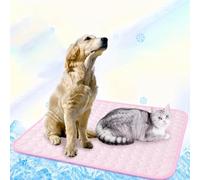 Tapis rafraîchissant Auto-réfrigérant pour Chien et Chat, Coussin d'été Doux en matériau Non Toxique, antidérapant et Lavable, Motif Circulaire, Bleu, Dimension 40x50cm