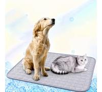 Tapis rafraîchissant Auto-réfrigérant pour Chien et Chat, Coussin d'été Doux en matériau Non Toxique, antidérapant et Lavable, Motif Circulaire, Bleu, Dimension 40x50cm