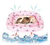 Tapis Rafraichissant Chat, 45x40cm Tapis Rafraichissant Chien Tapis Fraicheur Chien Tapis Refrigerant Chien Matelas Rafraichissant Chien pour Animaux Domestiques Reste Froid Plus Longtemps (Rose)