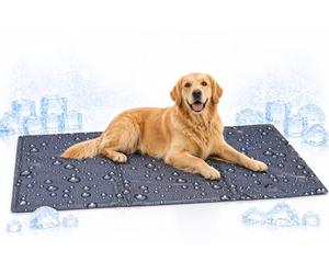 Tapis rafraichissant Chien - Gris 100x60 cm - Polyester avec Gel et Mousse - imperméable - Pliable - Facile à Nettoyer - été - Type Tapis rafraichissant Chat