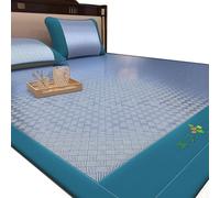 Tapis Rafraîchissant D'été : Soie Glacée Lavable Et Rotin - Technologie De Climatisation pour La Maison, L'école Et La Chambre D'étudiant(Blue,120X190CM/47.2x74.8)