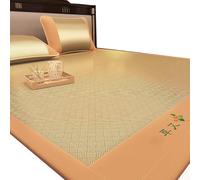 Tapis Rafraîchissant D'été : Soie Glacée Lavable Et Rotin - Technologie De Climatisation pour La Maison, L'école Et La Chambre D'étudiant(Yellow,150X195cm/59x76.7")