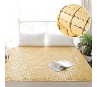 Tapis rafraîchissant en bambou respirant double face pour lit - Tapis d'été pliable en rotin pour lit simple et double, parfait pour le salon et une expérience de sommeil rafraîchissante