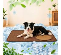 Tapis rafraîchissant en rotin de bambou pour chien, chat, chiot, chaton - Tapis d'été respirant pour niche, lapin, cochon d'Inde, hamster (80 x 100 cm)