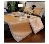 Tapis Rafraîchissant En Soie Glacée Bambou De Qualité Supérieure Avec 2 Taies D'oreiller, Confort Toutes Saisons Double Face, Design Pliable Et Respirant For Dortoir Chambre À Coucher(Dark brown,200*2