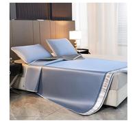 Tapis rafraîchissant en Soie glacée Carbon Light, Ensemble de Trois pièces de Couleur Unie pour l'été, Tapis rafraîchissant Pliable, adapté aux Chambres(Blue,2 * 2.2)