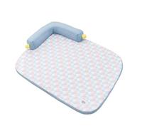 Tapis rafraîchissant pour animaux de compagnie, lit d'été respirant avec oreiller en forme de L, antidérapant et prévention des coups de chaleur, deux options de couleur fraîche au choix (bleu)