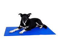 lionto Tapis rafraîchissant pour chiens et chats, 100x60 cm, couverture rafraîchissante pliable sans électricité, refroidissement par contact corporel lors des journées chaudes, nettoyage facile, bleu
