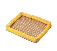 Tapis rafraîchissant pour chien et chat, coussin rafraîchissant réutilisable en rotin pour chiens et chats, tapis de glace d'été pour chiot, chaton, repos (jaune, carré, 101,6 x 127 cm)