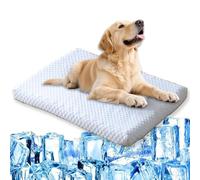 Tapis rafraîchissant pour chien et chat - Housse lavable et durable - Garde le chien au frais en été - Taille M : 75 x 55 x 5 cm, bleu