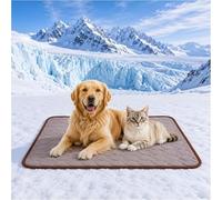 Tapis Rafraîchissant pour Chien Tapis Fraicheur Chat Reste Froid Plus Longtemps Glacière Non Toxique pour Animaux De Compagnie Lavable Utilisable à L'Intérieur Et à L'extérieur (Brun, S-50*40cm)