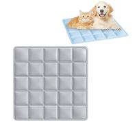 Tapis rafraîchissant pour chien - Version améliorée - Tapis de refroidissement en soie glacée pour animaux de compagnie - Pliable - Réutilisable - Pour la maison et le chat - Gris