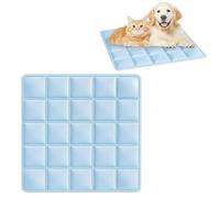 Tapis rafraîchissant pour chien - Version améliorée - Tapis de refroidissement en soie glacée pour animaux de compagnie - Pliable - Réutilisable - Pour la maison et le chat - Bleu