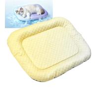 Tapis Rafraîchissant Pour Chiens Et Chats, Coussin Auto-rafraîchissant En Soie Glacée Alvéolée 3D, Lavable Et Antidérapant, Avec Rebords Surélevés Pour Cages Et Chenils (80 X 60 Cm) (Yellow,1Pcs)
