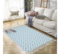 Tapis rapiécé Coton Lin Lavable Multifonction Tapis Coloré Coureur Tissé à la main avec glands à franges, 60x120 cm