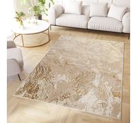 Tapis ras beige or effet 3D salon chambre design 120 x 170 cm