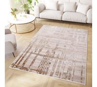 Tapis ras du sol Marron Beige Abstrait Effet 3D Salon Chambre Design 250 x 350 cm