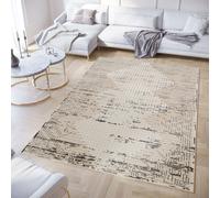 Tapis rasant Blanc Beige Gris foncé Effet 3D Salon Chambre Design 160 x 220 cm