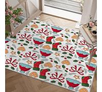 Tapis Rayures de Noël - Tapis Salon 80x150 cm Cloches Xmas, Tapis de Porte Lavable Arc Carpet pour Chambre, Moquette Antidérapant à Poils Ras, Paillasson Décor à La Maison J135