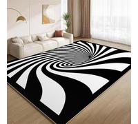 Tapis Rayures Tourbillonnantes Noires Et Blanches, tapis Illusions D'Optique Lavable pour Salon Doux Antidérapant Facile à Nettoyer pour Chambre à Coucher Crèche Étude Salle de Classe Bureau 160x200cm