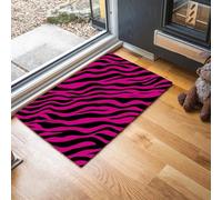 Tapis Rayures Zébrées Ondulées Simples Rose Violacé, 45X75Cm Tapis Animal Tendance Paillasson Piège Visuel Amusant Antidérapant Lavable Paillasson D'Entrée Intérieur Extérieur Pour Salle Bain