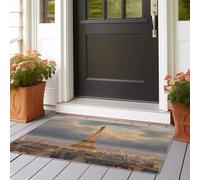 Tapis Réalisme de la Ville de la Tour Eiffel avec Dos Antidérapant 60x240 cm Tapis Imprimé pour Entrée, Couloir et Corridor,à Poils Courts, Doux, Lavable, Light Style Tapis Décoratif Jaune