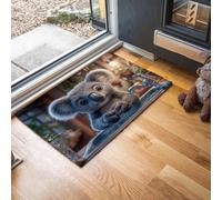 Tapis Réalisme Dessin Animé Entrée Intérieur - Tapis De Porte Se Laver Les Mains Dans Un Adorable Lavabo En Forme Koala Antidérapant Anti-Poussière - Paillasson De Propreté Extérieur (Gris 80X120 Cm)