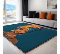 Tapis Réalisme pour Salon 140 x 200 cm, Tapis Entrée Intérieur Portrait d'une Jeune Fille Africaine Lavables avec Dos Antidérapant pour Cuisine Salle à Manger Bureau et Chambre