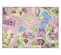 Tapis Rebel Roads - Tapis Moderne à Poils Courts en Rose & Vert, Facile d'entretien, certifié Oeko-Tex, antidérapant 95x200 cm