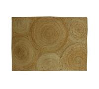Tapis rectangle 100% jute tressé - Motifs circulaires - 200 x 290 cm - Naturel - YVAYA