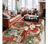 Tapis rectangulaire à poils courts pour salon, chambre à coucher, salle de classe, dortoir, université, décoration de dortoir, motif lapin, couronne fantaisie, boîte aux lettres, rouge, 1,8 x 2,7 m