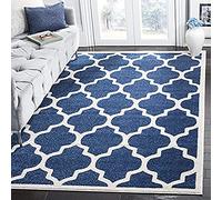 Tapis rectangulaire d'intérieur treillis tissé , , AMT420, en bleu marine / beige, 244 X 305 cm pour le salon, la chambre ou tout autre espace intérieur par SAFAVIEH.