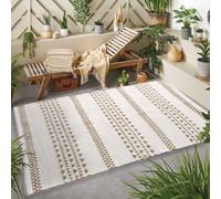 Tapis rectangulaire en coton, effet rayé en jute, écru et naturel, 60x90cm, Dylrev