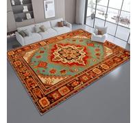 Tapis rectangulaire en Flanelle, Vintage Peinture Turque Ornemental imprimé, Tapis antidérapant, Chaud et Lavable, Design Moderne pour Salon ou Chambre, Texture Douce et épaisse (120 x 180 cm, Rouge)