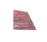 Tapis Rectangulaire en Jute Naturelle 60x90 cm Tissé Main Bicolore Blanc et Rouge pour Salon Chambre ou Couloir Déco Bohème