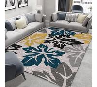 Tapis rectangulaire moderne en velours doux avec motif floral et plantes - Lavable et antidérapant - Pour salon, chambre à coucher, chevet, cuisine, bureau, entrée (#18, 120 x 160 cm)