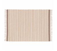 Tapis rectangulaire rayé en laine et jute tissé à plat 80 x 200 cm Arun - Oviala