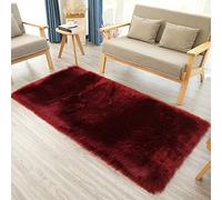 Tapis rectangulaire Rose en Fausse Fourrure for Chambre à Coucher, Tapis Lavable Peau de Mouton for Salon, 50 x 80 cm(Claret,Rectangular 80x180cm/31.4x70.7in)