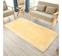 Tapis rectangulaire Rose en Fausse Fourrure for Chambre à Coucher, Tapis Lavable Peau de Mouton for Salon, 50 x 80 cm(Cream Color,Rectangular 90x180cm/35.4x70.7in)