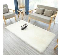 Tapis rectangulaire Rose en Fausse Fourrure for Chambre à Coucher, Tapis Lavable Peau de Mouton for Salon, 50 x 80 cm(White,Rectangular 80x180cm/31.4x70.7in)